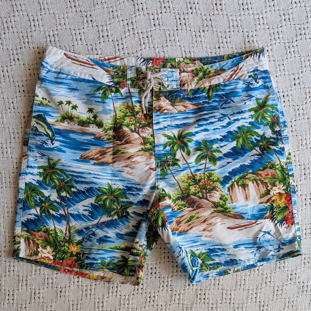 Polo Ralph Lauren Hawaiian Shorts Swim Size 38 Trunks Board Lined